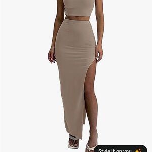 Elegant Tan Women's 2 piece Skirt set